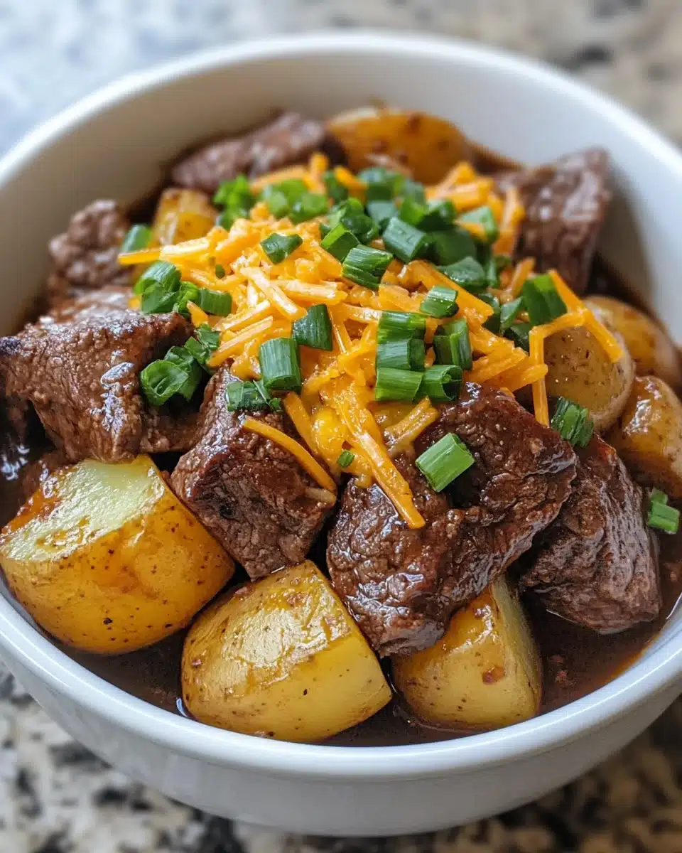 Crockpot Loaded Steak and Potato Bake