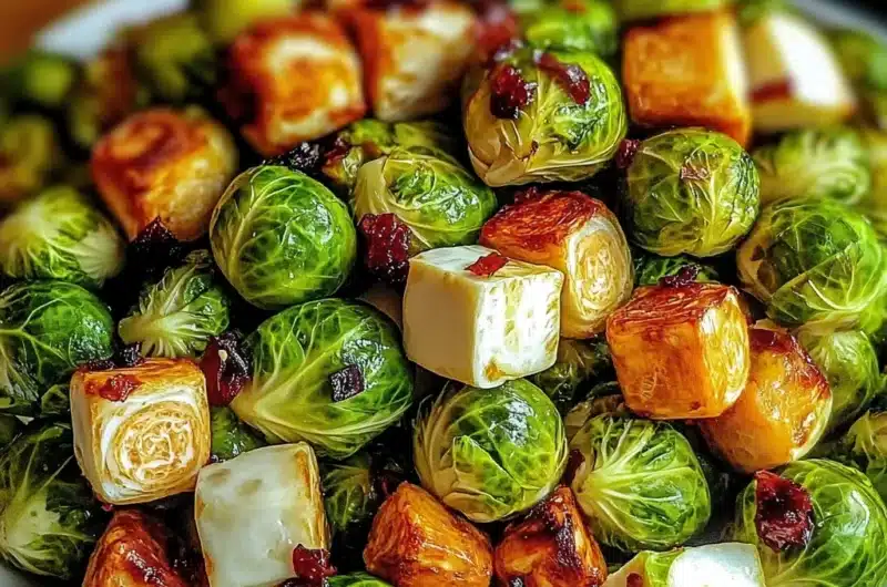 Cranberry-Glazed Roasted Butternut Squash, Brussels Sprouts, and Sweet Potato Salad