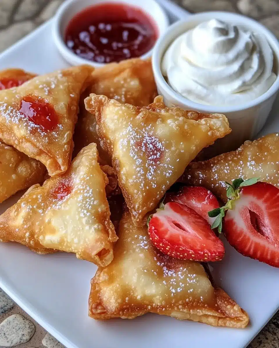 Deep-Fried Strawberry Cheesecake Stuffed Wonton Bites
