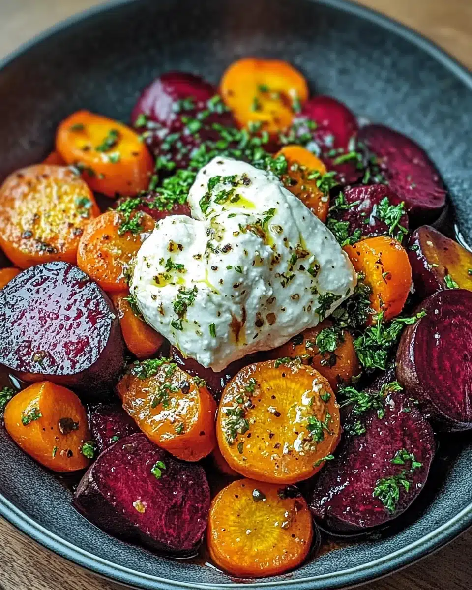 Vibrant Roasted Beets & Carrots with Creamy Burrata Salad
