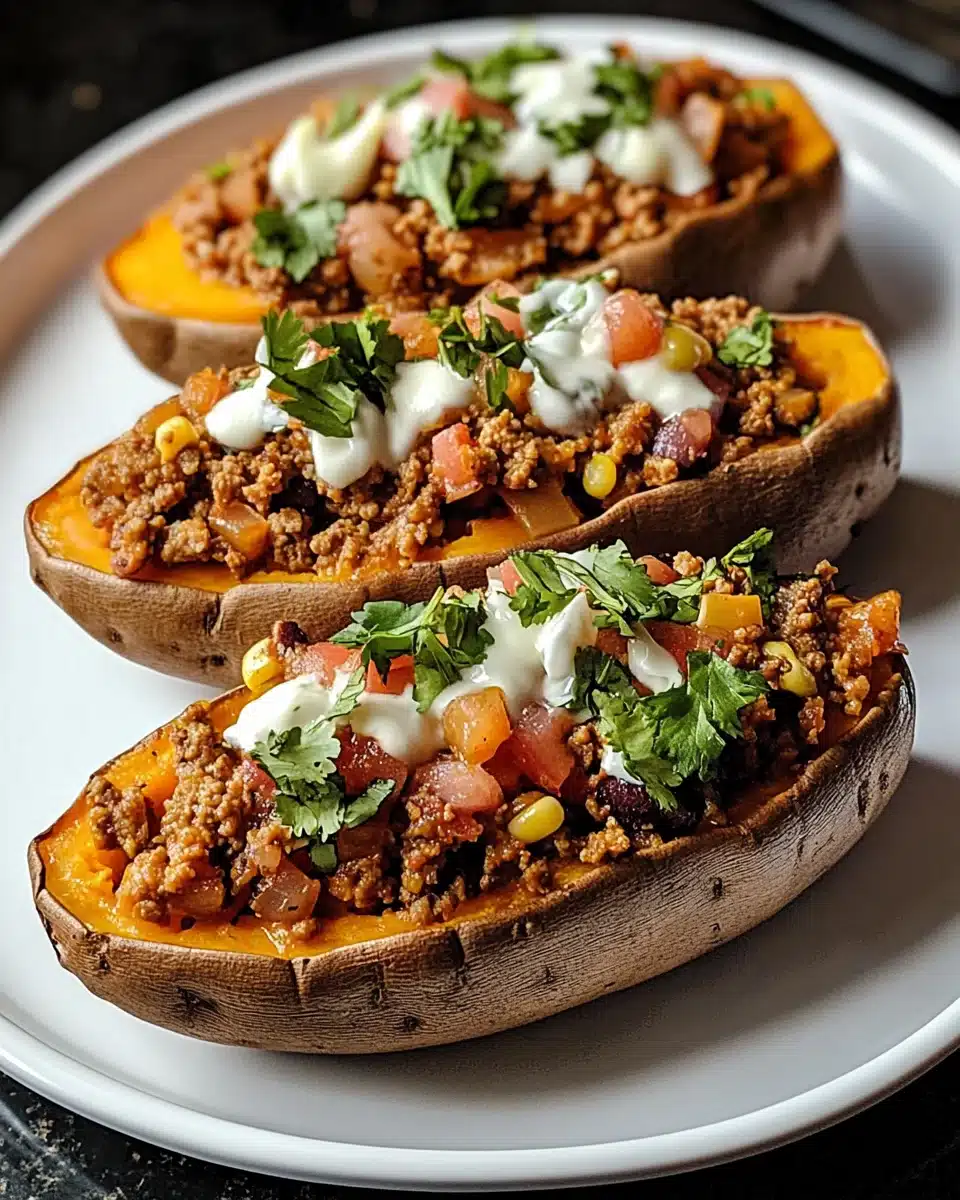 Ground Turkey Stuffed Sweet Potatoes