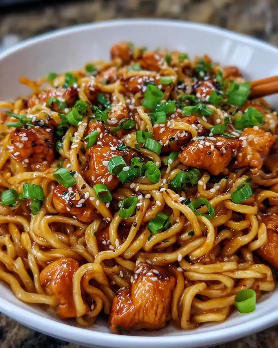 Sticky Garlic Chicken Noodles