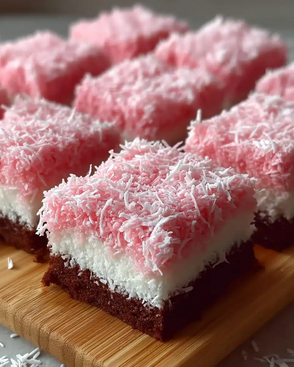 Pink Coconut Snowball Cake Bars