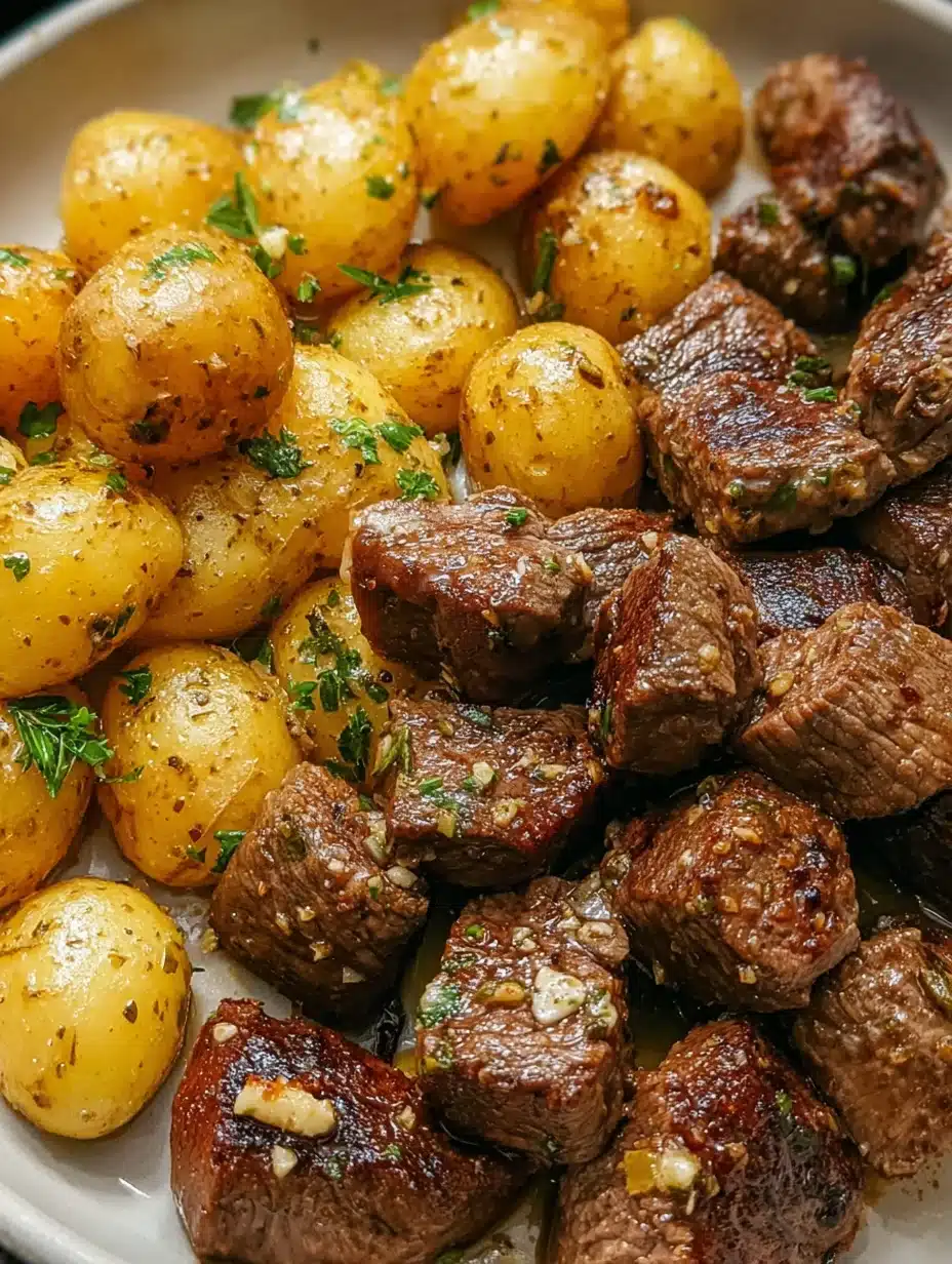 Garlic Butter Steak Bites and Potatoes