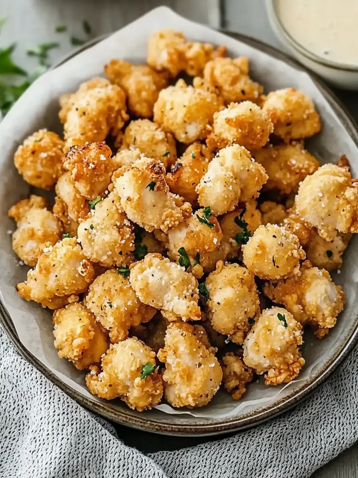 Baked Popcorn Chicken Garlic Parmesan