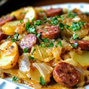 Braised Cabbage with Potatoes and Smoked Sausages