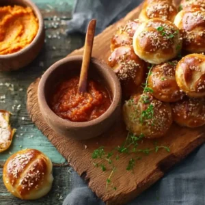 Pretzel Bites with Dip and Tomato Butter