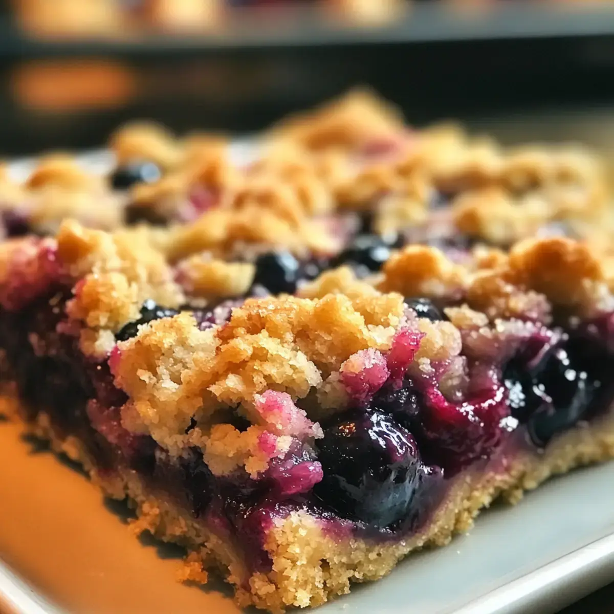 Buttery Blueberry Rhubarb Crumble Bars