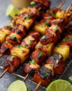 Chipotle Pineapple Bang Bang Chicken Skewers