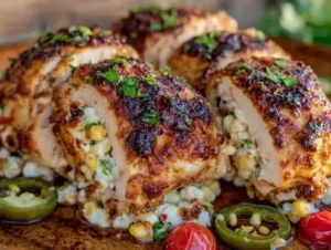 Cinco de Mayo Elote-Stuffed Chicken Breast with Cotija Crust