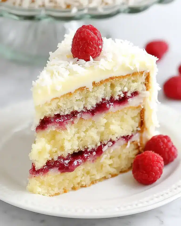 Coconut Cake with Raspberry Filling