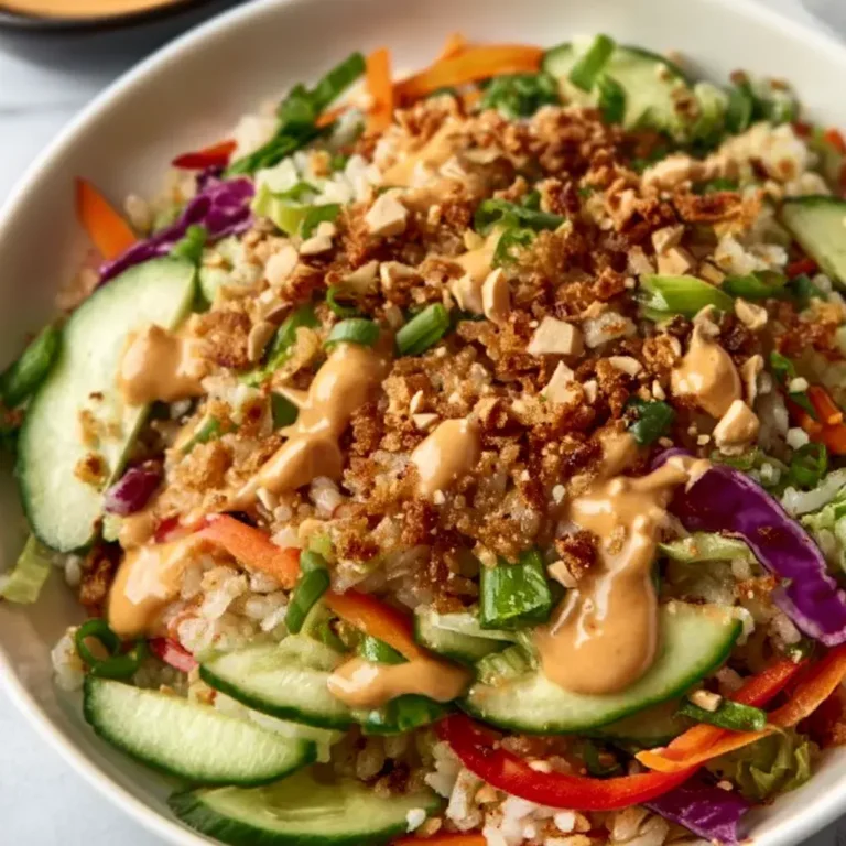 Crispy Rice Salad with Peanut Sesame Dressing