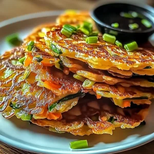 Crispy Vegetable Pancakes with Asian Dipping Sauce