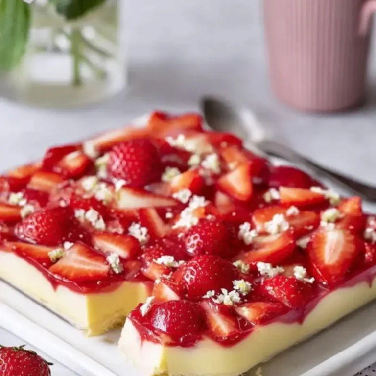 Erdbeer Vanillepudding Blechkuchen