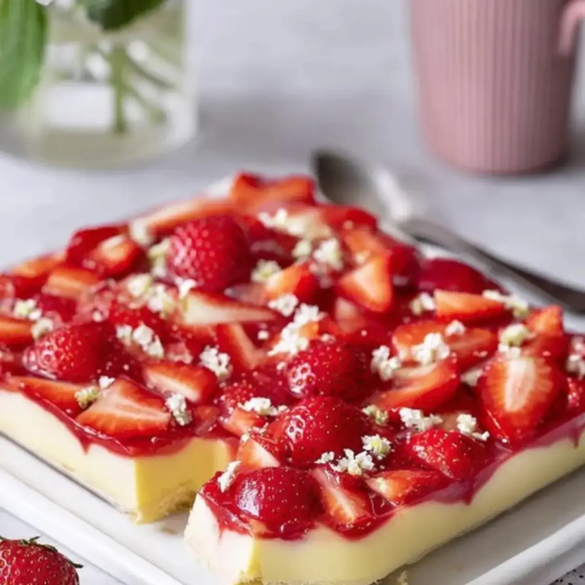 Erdbeer Vanillepudding Blechkuchen