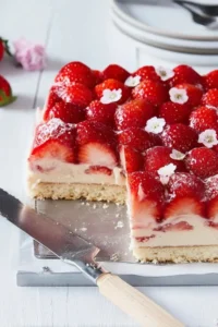 Strawberry Sheet Cake with Pudding