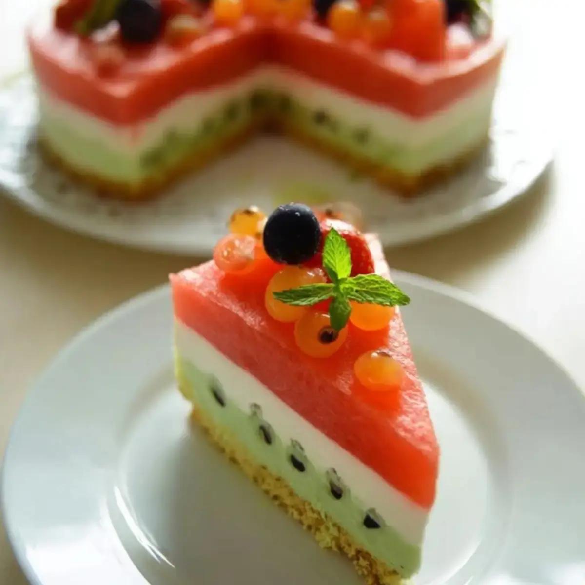 Erfrischende Melonen Joghurt Torte