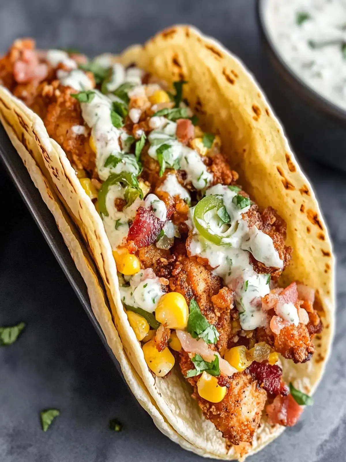 Fried Chicken Street Corn Tacos