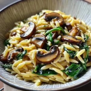 Garlic Butter Orzo with Mushrooms and Spinach