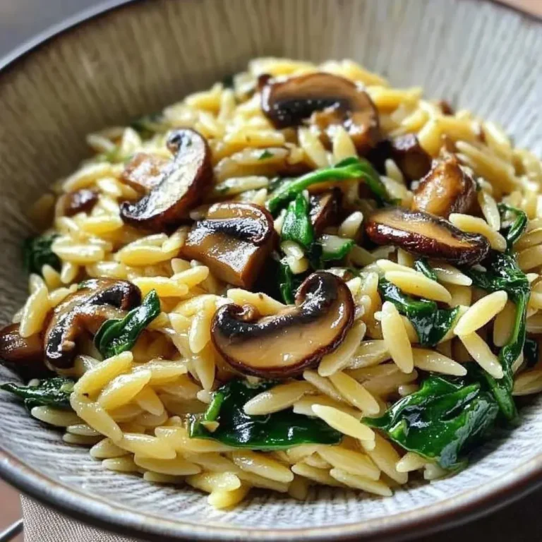 Garlic Butter Orzo with Mushrooms and Spinach
