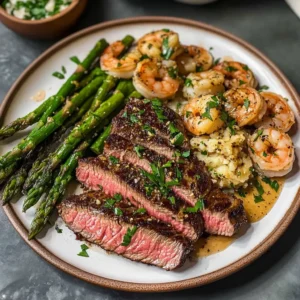 Garlic Butter Ribeye Steak And Shrimp