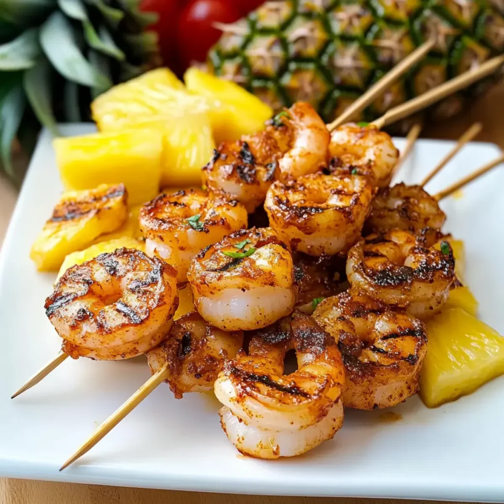 Grilled Jerk Shrimp and Pineapple Skewers