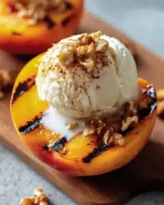 Grilled Peaches with Cinnamon-Walnut Topping