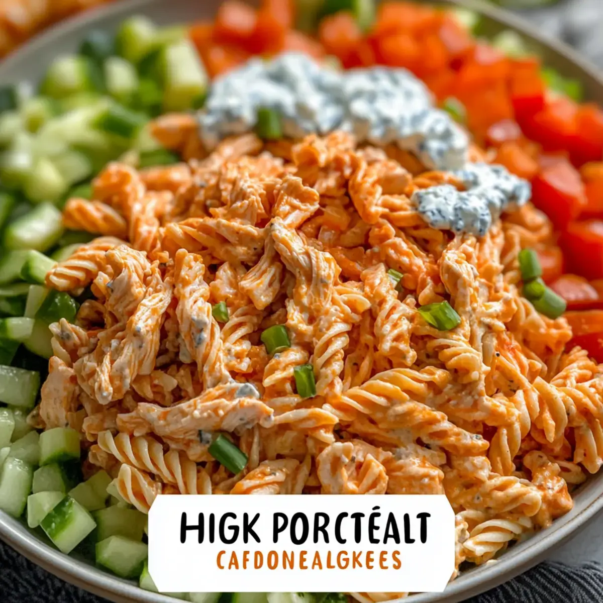 High Protein Buffalo Chicken Pasta Salad