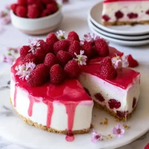 Raspberry Yogurt Cake (No-Bake)