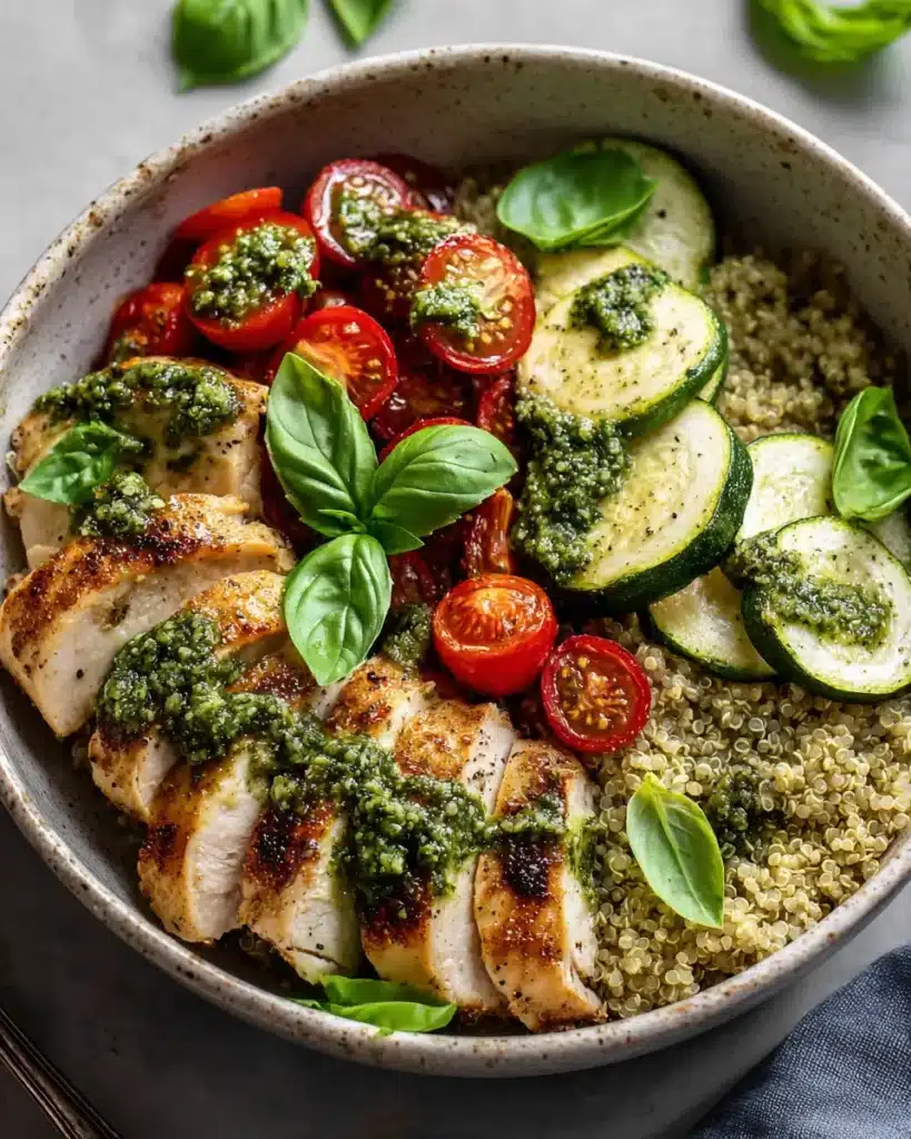 Italian Pesto Chicken Quinoa Bowl