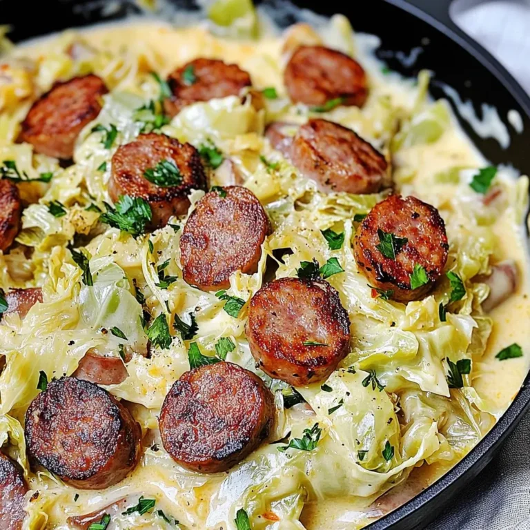Keto TikTok Cajun Sausage and Cabbage Alfredo