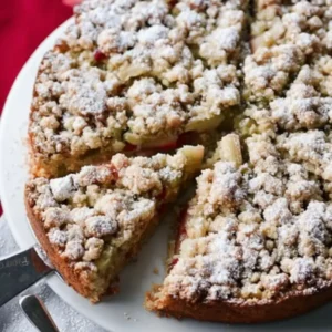 Crispy Juicy Rhubarb Crumble Cake