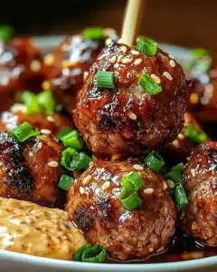 The Best Korean BBQ Meatballs with Spicy Mayo Dip