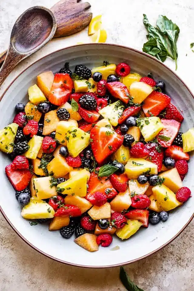 Melon Pineapple Fruit Salad with Berries