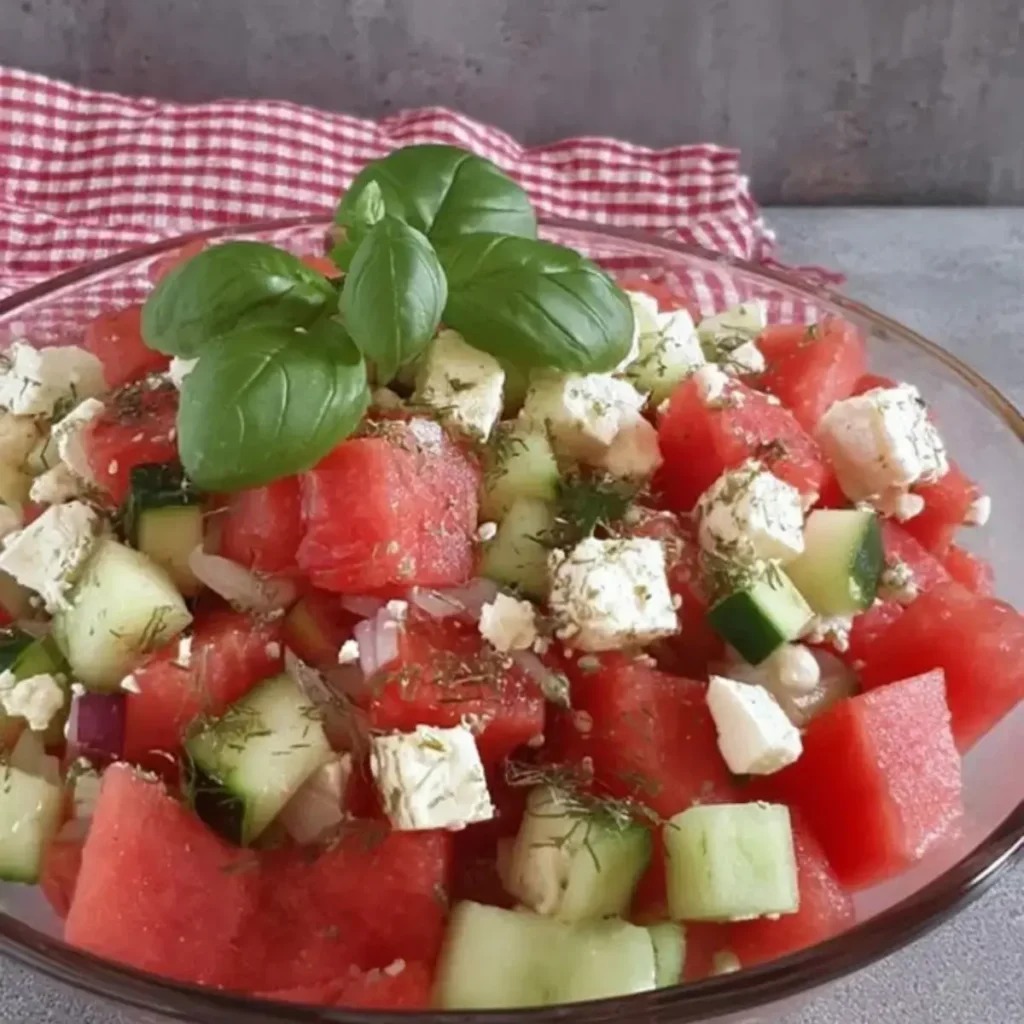 Melonen Feta Salat mit Gurke