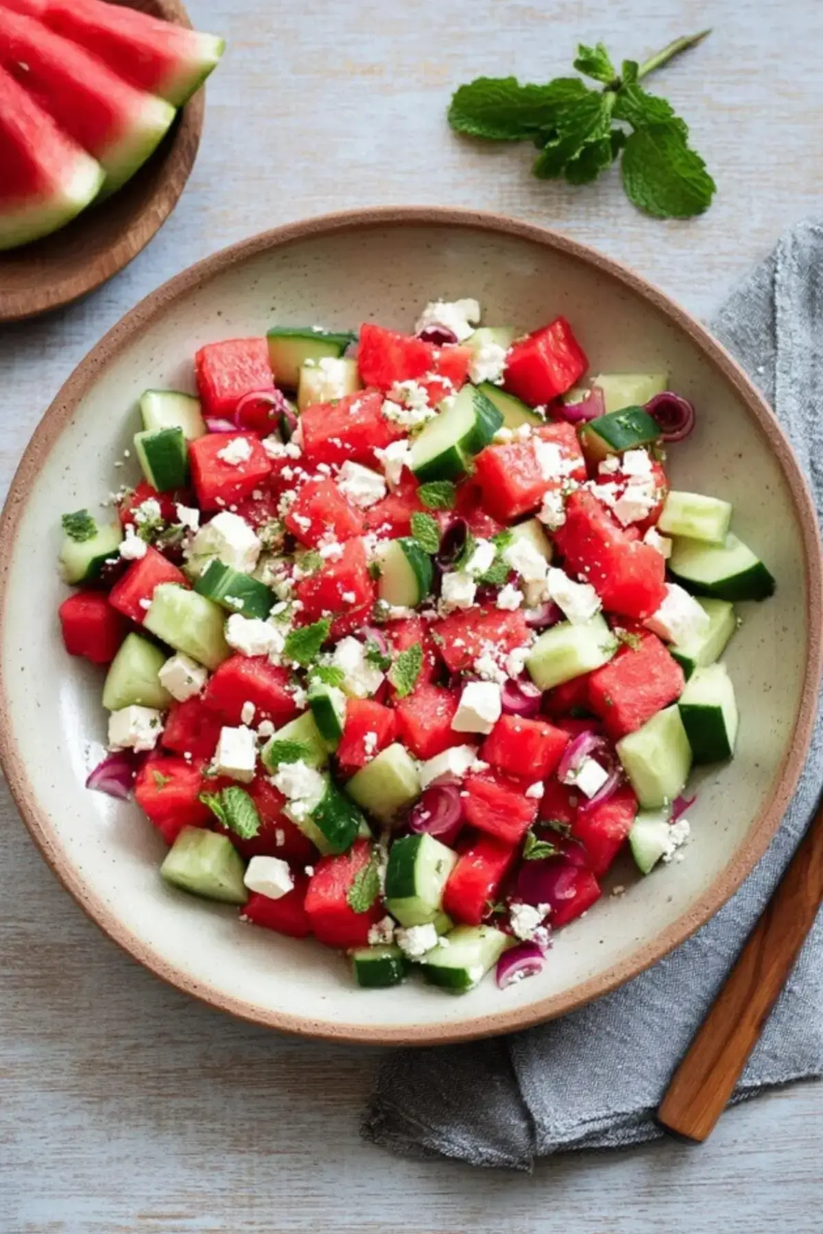 Melonen Gurken Salat mit Feta