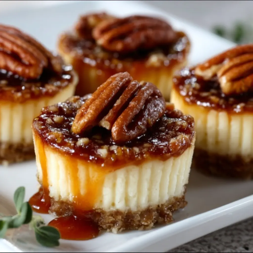 Mini Caramel Pecan Creme Brulee Cheesecakes