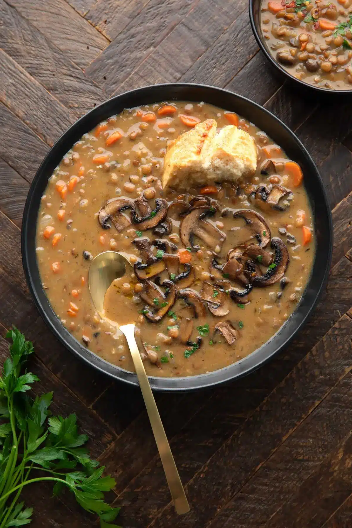 Mushroom Lentil Soup