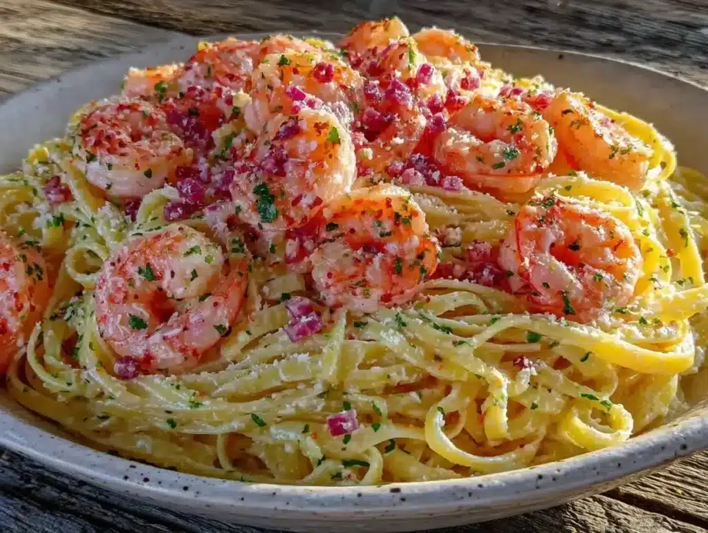 One-Pot Creamy Garlic Butter Pasta with Shrimp Easy Weeknight Recipe
