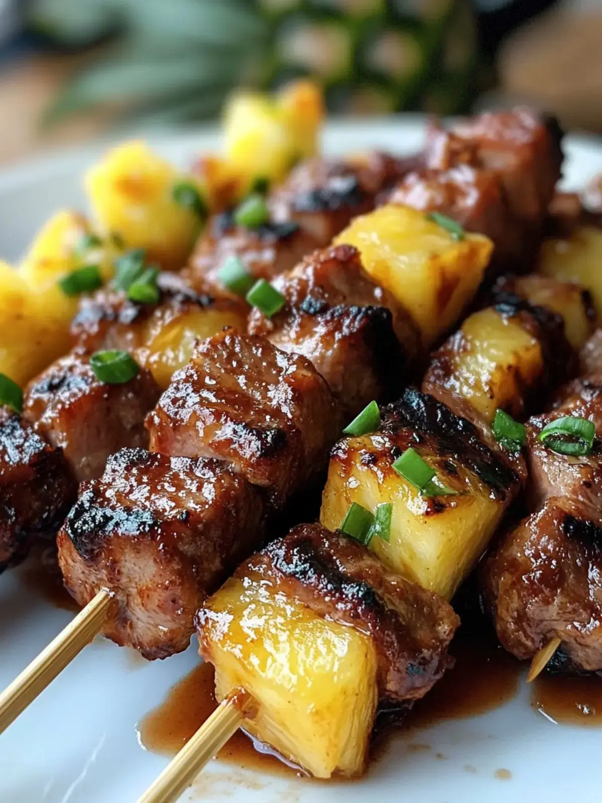 Pineapple BBQ Pork Skewers
