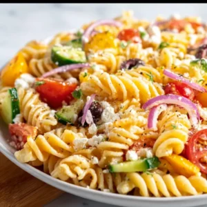 Quick High Protein Greek Pasta Salad