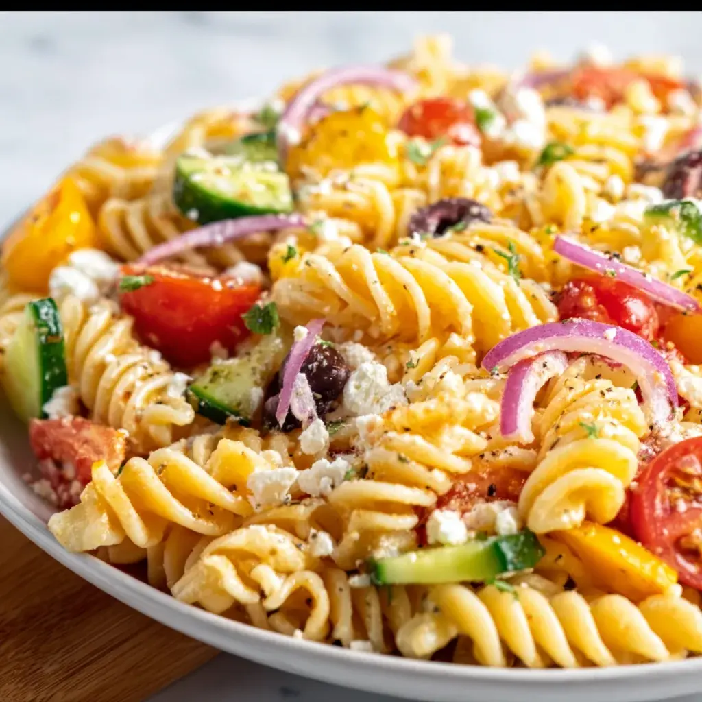 Quick High Protein Greek Pasta Salad