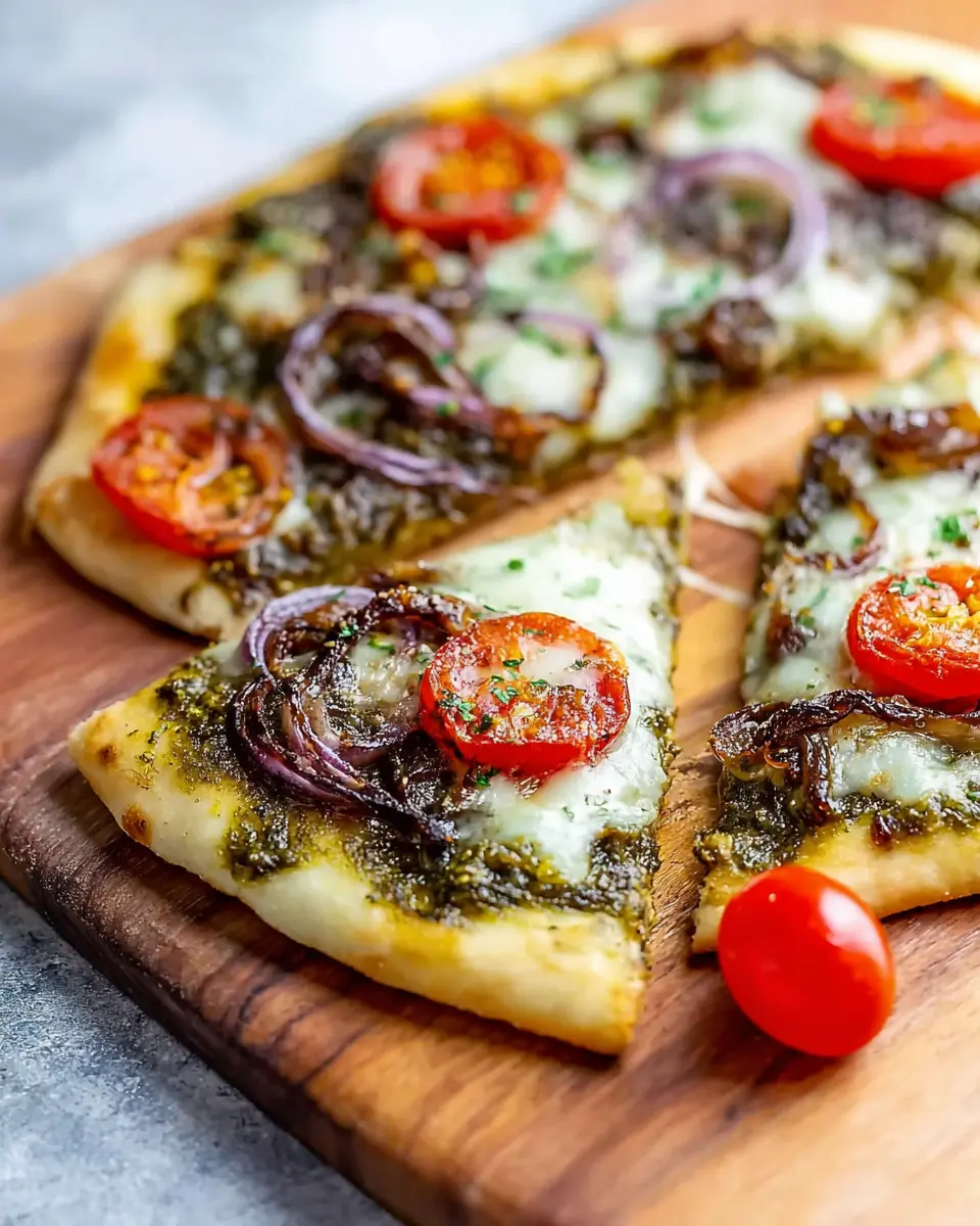 Red Onion Naan Pesto Pizza