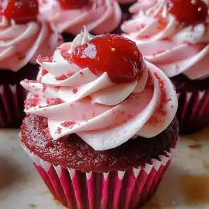 Red Velvet Pink Buttercream Cupcakes