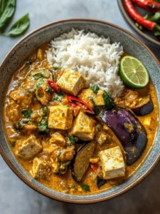 Rich Vegan Massaman Curry with Eggplant and Tofu