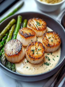 Seared Scallop Bowls with Asparagus & Creamy Sauce