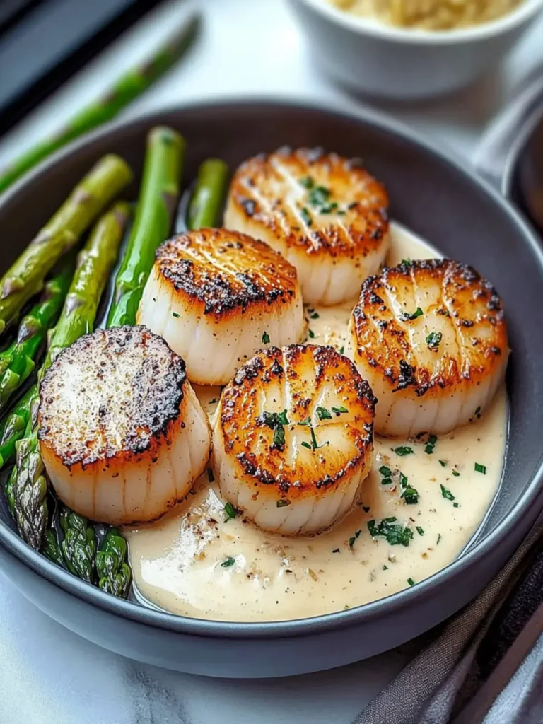 Irresistible Seared Scallop Bowls with Asparagus & Creamy Sauce