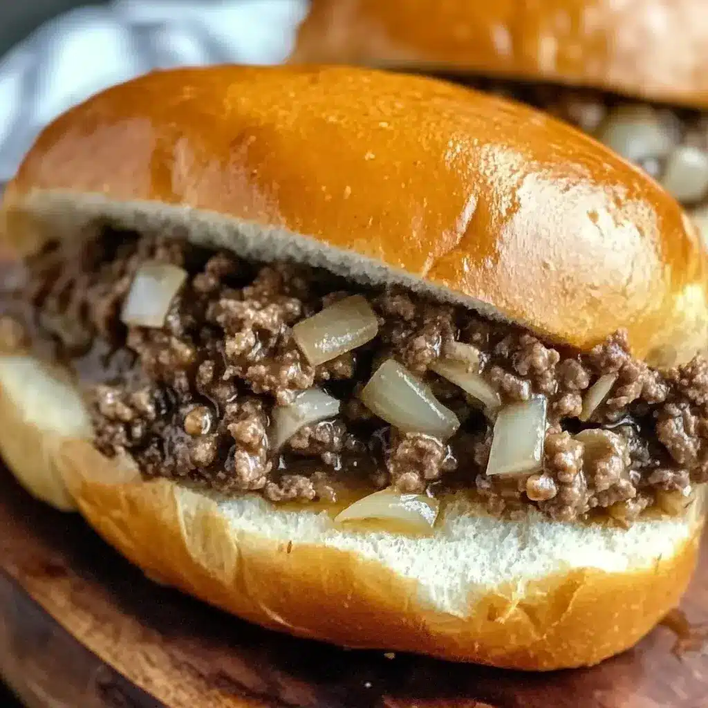 Slow Cooker Ground Beef French Dip Sandwiches