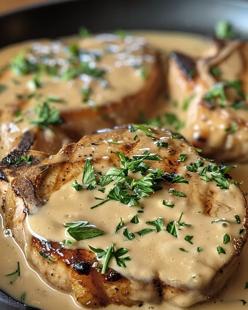 Smothered Boneless Pork Chops Creamy Garlic Sauce