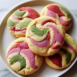 Delicious Strawberry Matcha Marble Cookies